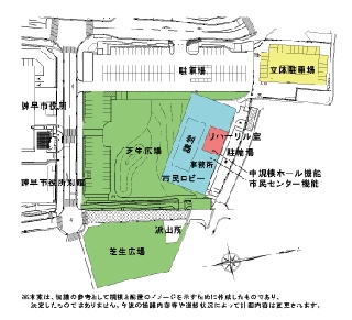 (仮称)市民交流センター配置計画案 (仮称)市民交流センター配置計画案