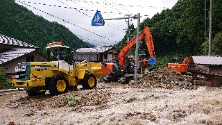 下呂市内での復旧作業 下呂市内での復旧作業